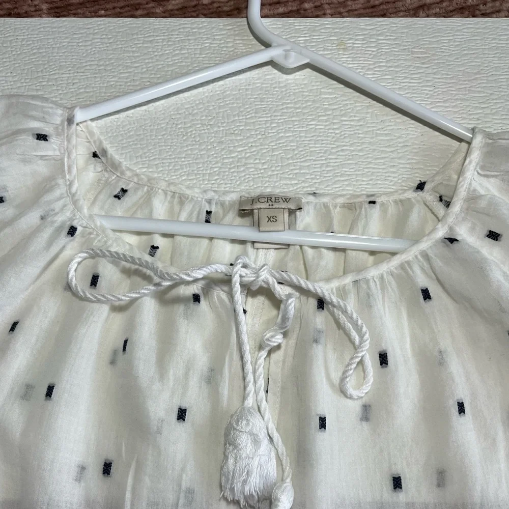 J.Crew White/Blue Women’s Top‎ Blouse Sz XS